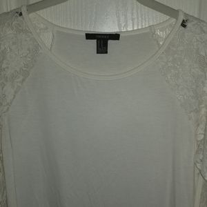 Cream top with lace sleeves